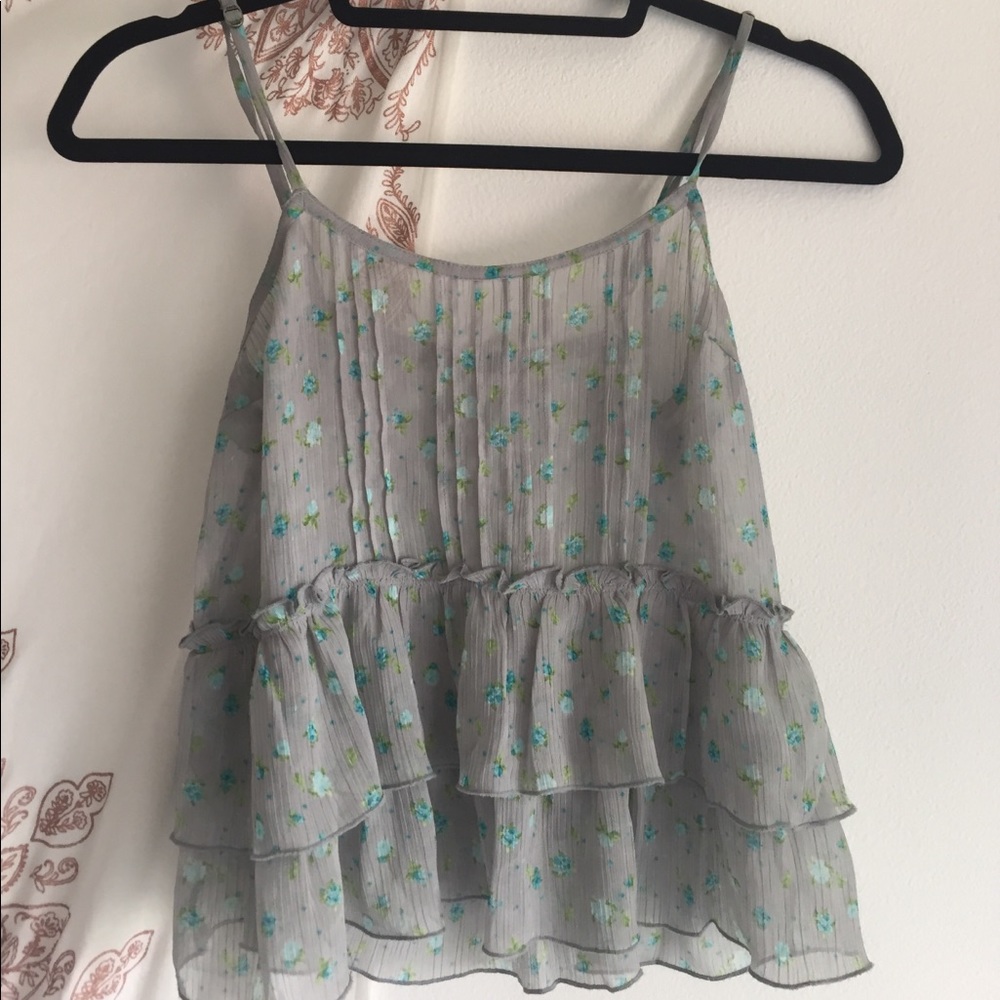 Grey lace tank top